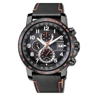 ΡΟΛΟΙ CITIZEN  AT8125-05E CITIZEN RadioControlled Chrono Black Leather Strap