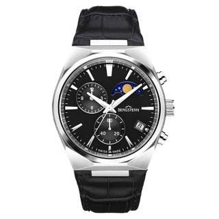 ΡΟΛΟΙ BERGSTERN  B049G230 BERGSTERN Harmony Chronograph Black Leather Strap