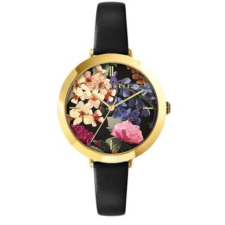 ΡΟΛΟΙ TED BAKER BKPAMF101 TED BAKER Ammy Floral Black Leather Strap