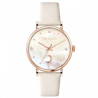 ΡΟΛΟΙ TED BAKER  BKPPHF132 TED BAKER Phylipa Moon Crystals White Leather Strap