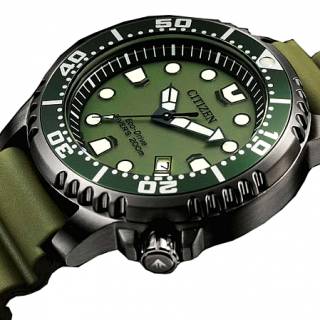 ΡΟΛΟΙ CITIZEN  BN0157-11X CITIZEN Promaster Eco-Drive Divers Green Rubber Strap