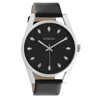 ΡΟΛΟΙ OOZOO  C10818 OOZOO Timepieces Crystals Black Leather Strap