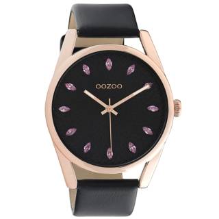 ΡΟΛΟΙ OOZOO C10819 OOZOO Timepieces Crystals Black Leather Strap