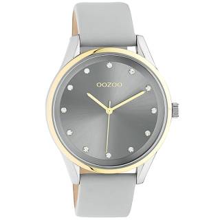 ΡΟΛΟΙ OOZOO  C10950 OOZOO Timepieces Crystals Grey Leather Strap