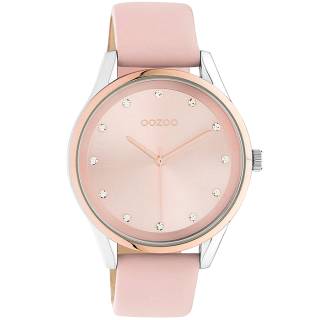 ΡΟΛΟΙ OOZOO  C10951 OOZOO Timepieces Crystals Pink Leather Strap