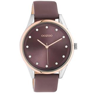 ΡΟΛΟΙ OOZOO  C10953 OOZOO Timepieces Crystals Purple Leather Strap