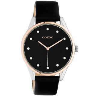 ΡΟΛΟΙ OOZOO  C10954 OOZOO Timepieces Crystals Black Leather Strap