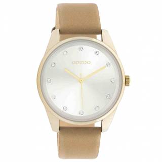 ΡΟΛΟΙ OOZOO  C11046 OOZOO Timepieces Crystals Beige Leather Strap