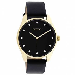 ΡΟΛΟΙ OOZOO  C11049 OOZOO Timepieces Crystals Black Leather Strap