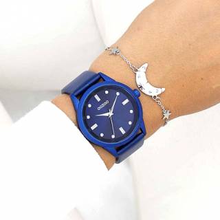 ΡΟΛΟΙ OOZOO  C11288 OOZOO Timepieces Crystals Blue Leather Strap