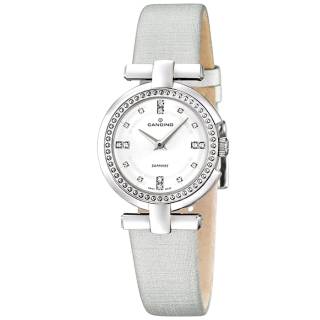 ΡΟΛΟΙ CANDINO C4560/1 CANDINO Ladies Crystals White Leather Strap