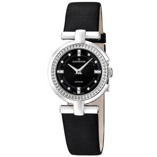 ΡΟΛΟΙ CANDINO C4560/2 CANDINO Ladies Crystals Black Leather Strap