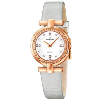 ΡΟΛΟΙ CANDINO C4562/1 CANDINO Ladies Crystals Grey Leather Strap