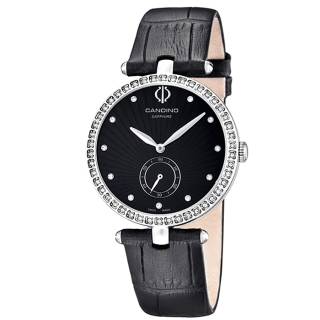 ΡΟΛΟΙ CANDINO C4563/2 CANDINO Ladies Crystals Black Leather Strap