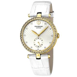 ΡΟΛΟΙ CANDINO C4564/1 CANDINO Ladies Crystals White Leather Strap