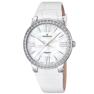 ΡΟΛΟΙ CANDINO  C4597/1 CANDINO Ladies Crystals White Leather Strap