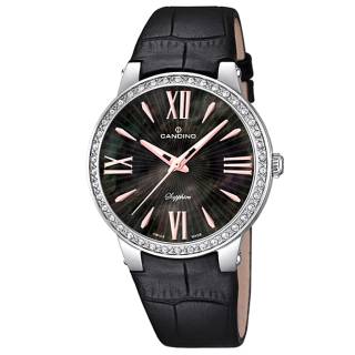 ΡΟΛΟΙ CANDINO C4597/2 CANDINO Ladies Crystals Black Leather Strap