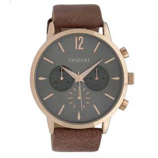 ΡΟΛΟΙ OOZOO  C9268 OOZOO Chrono Brown Leather Strap