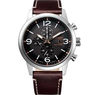 ΡΟΛΟΙ  CITIZEN CA0740-14H CITIZEN Eco-Drive Chronograph Brown Leather Strap