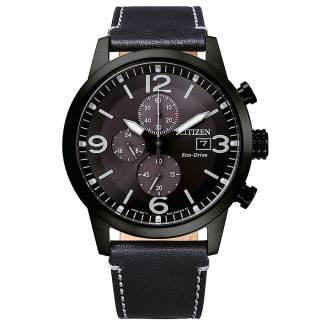 ΡΟΛΟΙ  CITIZEN CA0745-29E CITIZEN Eco-Drive Chronograph Black Leather Strap