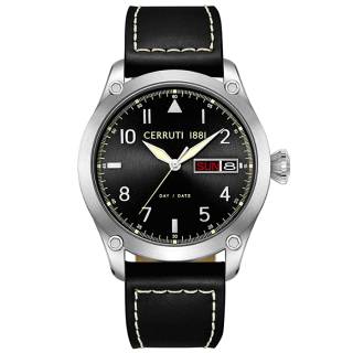 ΡΟΛΟΙ CERRUTI  CIWGB0023101 CERRUTI Borgatello Black Leather Strap