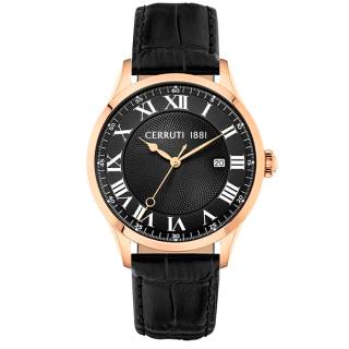 ΡΟΛΟΙ CERRUTI CIWGB2114104 CERRUTI Torcegno Black Leather Strap