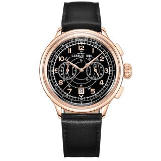 ΡΟΛΟΙ CERRUTI  CIWGC0022803 CERRUTI Dervio Chronograph Black Leather Strap