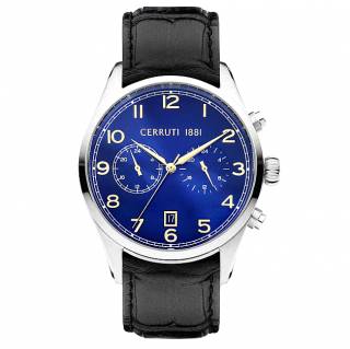 ΡΟΛΟΙ CERRUTI  CIWGF0007201 CERRUTI Cavareno Dual Time Black Leather Strap