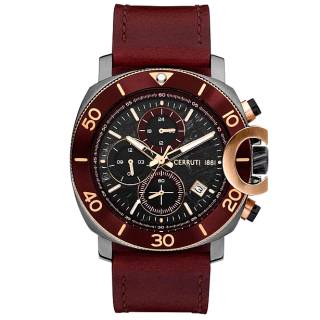 ΡΟΛΟΙ CERRUTI  CIWGF2224502 CERRUTI Positano Chronograph Bordeaux Leather Strap