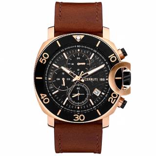 ΡΟΛΟΙ CERRUTI  CIWGF2224503 CERRUTI Positano Chronograph Brown Leather Strap