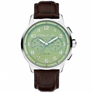 ΡΟΛΟΙ CERRUTI CIWGF2224903 CERRUTI Mucciano Dual Time Brown Leather Strap