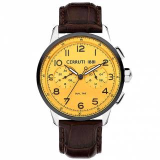 ΡΟΛΟΙ CERRUTI CIWGF2224904 CERRUTI Mucciano Dual Time Brown Leather Strap