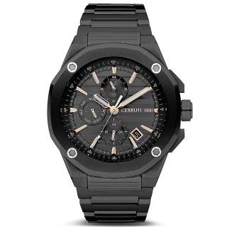 ΡΟΛΟΙ CERRUTI CIWGK2206913 CERRUTI Razzuolo Dual Time Black Stainless Steel Bracelet