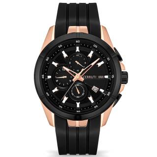 ΡΟΛΟΙ CERRUTI CIWGQ2108802 CERRUTI Turchino Chronograph  Black Silicone Strap