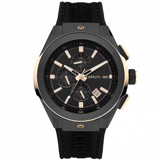 ΡΟΛΟΙ CERRUTI CIWGQ2224004 CERRUTI Ruscello Chronograph Black Silicone Strap