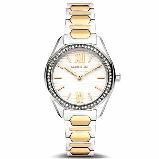 ΡΟΛΟΙ CERRUTI CIWLG2205404 CERRUTI Bretagna Crystals Two Tone Stainless Steel Bracelet