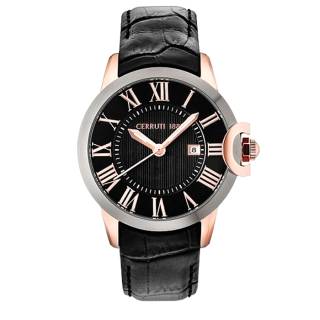 ΡΟΛΟΙ CERROUTI CRA187SRU02BK CERRUTI Voceto Black Leather Strap