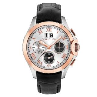 ΡΟΛΟΙ CERRUTI  CRA189STR04BK CERRUTI Cerreto Chronograph Black Leather Strap