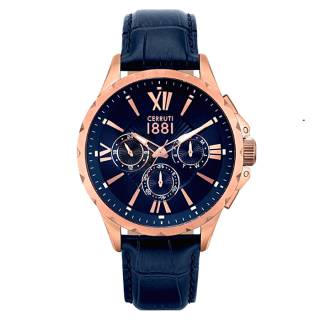 ΡΟΛΟΙ CERROUTI CRA20202 CERRUTI Planetto Blue Leather Strap