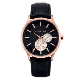 ΡΟΛΟΙ CERRUTI  CRA20804 CERRUTI Carzano Black Leather Strap