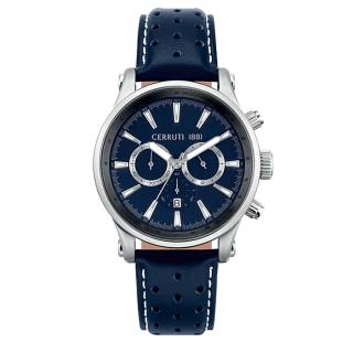 ΡΟΛΟΙ CERRUTI  CRA21203 CERRUTI Lavarone Chronograph Blue Leather Strap