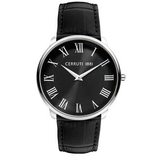 ΡΟΛΟΙ CERROUTI CRA24507 CERRUTI Aldeno Black Leather Strap