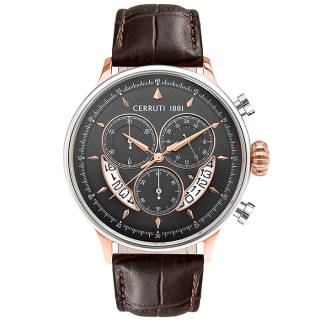 ΡΟΛΟΙ CERROUTI CRA26801 CERRUTI Dervio Brown Leather Chronograph