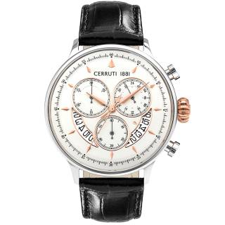 ΡΟΛΟΙ CERROUTI CRA26803 CERRUTI Dervio Black Leather Chronograph