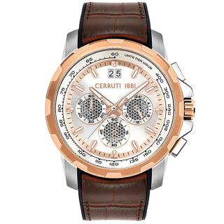 ΡΟΛΟΙ CERROUTI CRA26904 CERRUTI Grigno Chronograph Brown Leather Strap