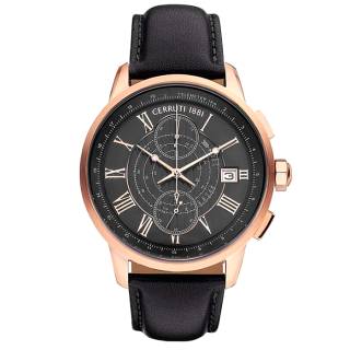 ΡΟΛΟΙ CERROUTI CRA29301 CERRUTI Mucciano Chronograph Black Leather Strap