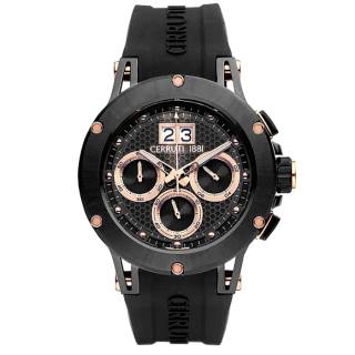 ΡΟΛΟΙ CERROUTI CRA29605 CERRUTI Velletri Chronograph Black Silicon Strap