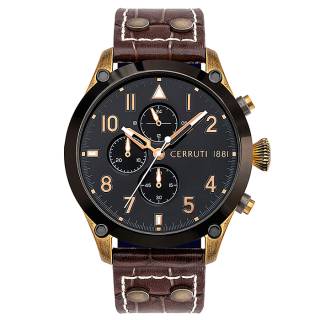 ΡΟΛΟΙ CERROUTI CRA30702 CERRUTI Borgatello Brown Leather Chronograph