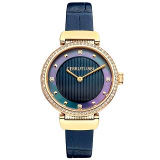 ΡΟΛΟΙ CERROUTI CRM29106 CERRUTI Maira Crystals Blue Leather Strap