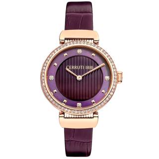 ΡΟΛΟΙ CERROUTI CRM29108 CERRUTI Maira Crystals Purple Leather Strap